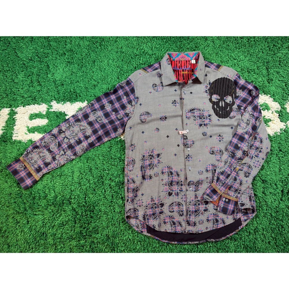 Robert Graham Button Down Mens L Multicolor Excellent Skull Limited Edition
